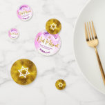 Confettis Bat mitzvah Gold Foil Script, Aquarelle rose Chic<br><div class="desc">Ajoutez un peu de style à votre fête préférée de Bat mitzvah avec ce confetti de table personnalisable ! Étonnant, moderne, brillant écriture manuscrite de faux feuille d'or, Star of David et de petits points contre un arrière - plan d'aquarelle rose clair d'un côté mélange avec une étoile blanche de...</div>