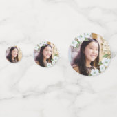 Confettis Bat mitzvah Photo Black Gold Script élégant Floral (Devant)