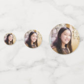 Confettis Bat mitzvah Photo Gold Foil Script Aquarelle rose (Devant)