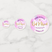 Confettis Bat mitzvah Photo Gold Foil Script Aquarelle rose (Derrière)