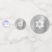 Confettis Bat mitzvah Purple Aquarelle Silver Foil Script (Derrière)