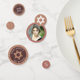 Confettis Bat mitzvah Rose Gold Faux Parties scintillant Gla