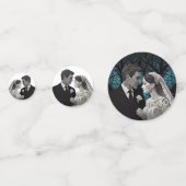 Confettis Beau couple mariage sur un arbre de vie bleu (Devant)