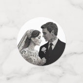 Confettis Beau couple mariage sur un arbre de vie bleu (Petit recto)