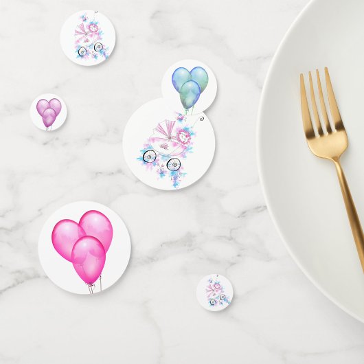 Confettis Bébé Aquarelle Mauve Rose Cute Dans Pram