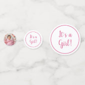 Confettis Bébé rose floral fille et chaton blanc (Derrière)