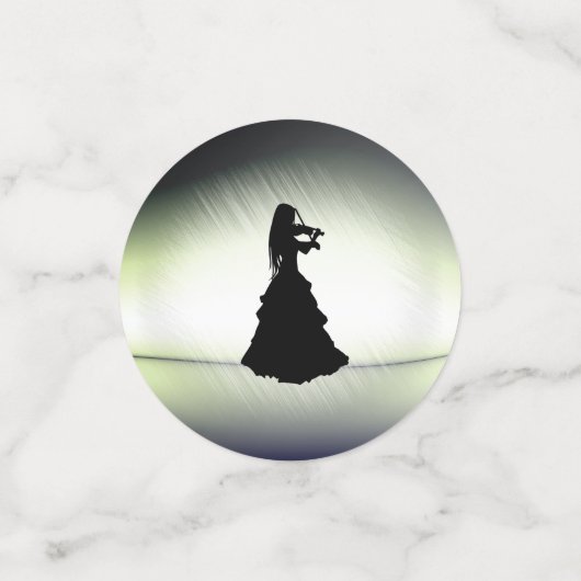 Confettis Belle Gitane Joue Violon Vert (Petit recto)