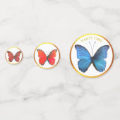 Confettis Belles papillons multicolores et cadre doré (Devant)