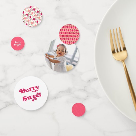 Confettis Berry Sweet Anniversaire fraise rose (Groupe)