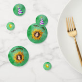 Confettis Birthday Girl Pretty Face in Sunflower Hats Green (Groupe)