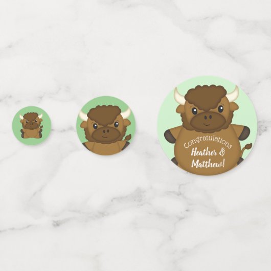 Confettis Bison Buffalo Baby shower vert (Devant)