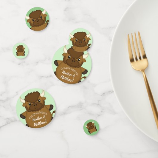 Confettis Bison Buffalo Baby shower vert (Groupe)