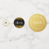 Confettis Black Blanc moderne et Or 50 et Fabulous (Devant)