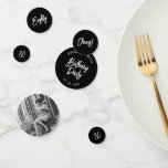 Confettis Black Chic Lettering 80th Birthday Party Photo<br><div class="desc">Ajoutez des détails à votre journée spéciale avec cet élégant confetti de table photo de 80e anniversaire. Ce design présente une brosse chic en noir et blanc avec le script "Eighty", "Cheers !", "Birthday Party". Vous pouvez personnaliser le texte à n'importe quel âge ou événement. (100% personnalisable) D'autres conceptions d'événements...</div>