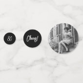 Confettis Black Chic Lettering 80th Birthday Party Photo (Derrière)