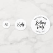 Confettis Black Chic Lettering 80th Birthday Party Photo (Devant)