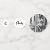 Confettis Black Chic Lettering 80th Birthday Party Photo (Derrière)