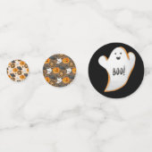 CONFETTIS BLACK ORANGE HAPPY HALLOWEEN PUMPKINS BATS  (Devant)