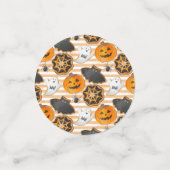 CONFETTIS BLACK ORANGE HAPPY HALLOWEEN PUMPKINS BATS  (Petit recto)