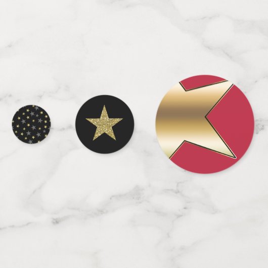 Confettis Black Red Gold Parties scintillant Stars Hollywood (Devant)