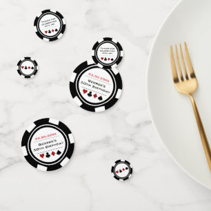 Confettis Black White Poker Chip Las Vegas Anniversaire