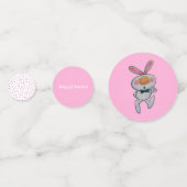 Confettis Blanc Lapin de Pâques Pois Vibrant rose (Derrière)