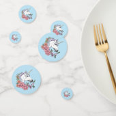 Confettis Blanc Unicorne rose Fleurs Bleu (Groupe)