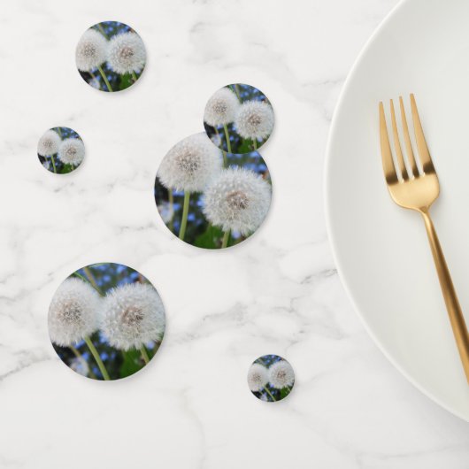 Confettis bleu, beurtasse, plante, pissenlit, prairie, blanc (Groupe)