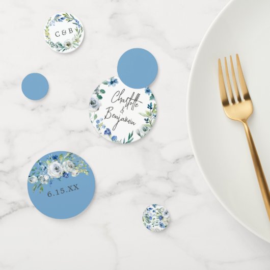 Confettis Bleu Blanc Peony Floral Chic Spring Garden Mariage (Groupe)