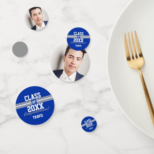 Confettis Bleu et Gris Diplôme Photo Félicitations (Groupe)