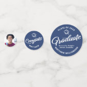 Confettis Bleu Graduation 3 Photo Bold Script Casquette Mini (Devant)