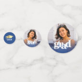 Confettis Bleu graduation 3 photo moderne typographie audaci (Derrière)