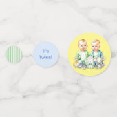 Confettis Bleu Jaune Vert Jumeaux Garçons Baby shower à thèm (Devant)