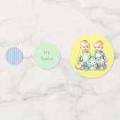 Confettis Bleu Jaune Vert Jumeaux Garçons Baby shower à thèm (Derrière)