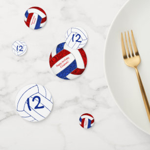 Confettis bleu rouge filles volley-ball