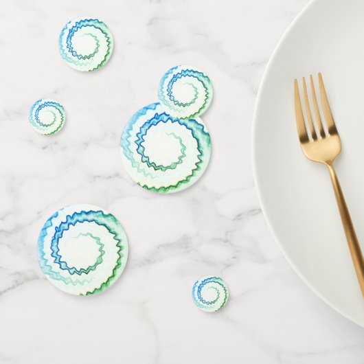 Confettis Bleu Vert blanc tourbillon teinture funky fête (Groupe)