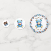 Confettis Blue and Brown Crocheted Teddy Bear It's a Boy (Devant)