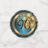 Confettis Blue and Gold Abstract Happy 00th Birthday (Petit recto)