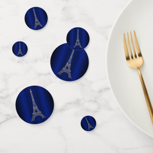 Confettis Blue Shine Parties scintillant Argent Tour Eiffel  (Groupe)