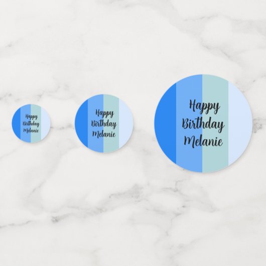 Confettis Blue Stripes Joyeux Anniversaire (Derrière)