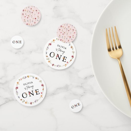 Confettis Blush Fleur sauvage Fille 1er anniversaire (Groupe)