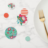 Confettis Bohème orange bleu folk Flowers | MARIAGE (Groupe)