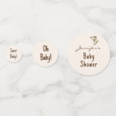 Confettis Boho Linen Sepia Baby shower aquarelle (Devant)
