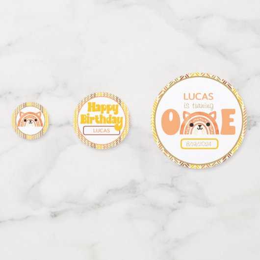 Confettis Boho Rainbow Fox Premier anniversaire (Derrière)