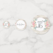 Confettis Boho Rustique Floral Sweet 16 Anniversaire (Derrière)