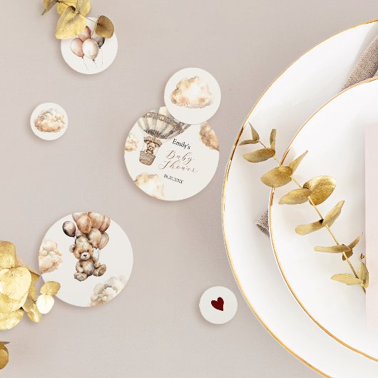 Confettis Boho Teddy Bear Air Baby shower de nuages de ballo