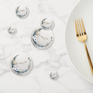 Confettis Boho White Orchidée Fleurs Blue Moon Elegant Party