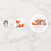 Confettis Bois Animaux Baby shower Fox ours Bunny Script (Devant)