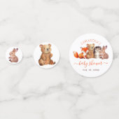 Confettis Bois Animaux Baby shower Fox ours Bunny Script (Derrière)