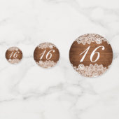 Confettis Bois rustique & dentelle blanche Douce 16 Annivers (Devant)